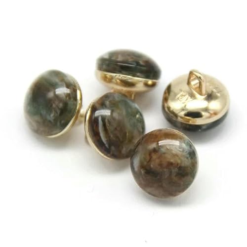 Runde helle Katzenaugen, goldene Metallknöpfe für Kleidung, Kleidungsstücke, dekorative Vintage-Mantelknöpfe, Nähzubehör, Grün, 11 mm, 6 Stück von YFSHC