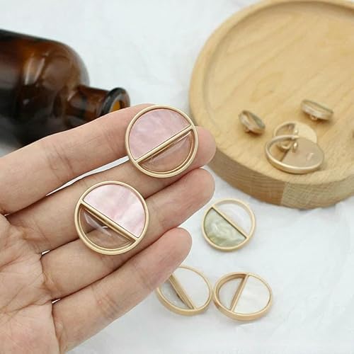 Runde transparente Metallknöpfe für Damenjacken, Anzugknöpfe, Mantel, Hemdknöpfe zum Nähen, Handarbeiten, Pullover, Kleiderzubehör, Pink, 44L, 28,0 mm, 2 Stück von YFSHC