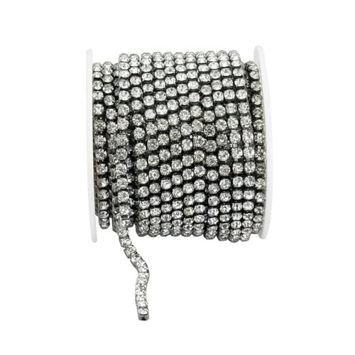 SS6-SS18 Kristall-Strass-Cup-Kette zum Aufnähen auf Glas-Strass-Besatzkette zum Aufkleben, bunt, für Heimwerker, Bastelpistole, schwarzer Kristall, SS16, 4,0 mm, 9,4 m Roll von YFSHC