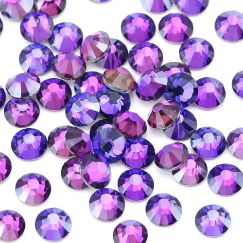 SS6-SS30 Mehrfarbiger Crystal AB Hot Fix Strass Kristall Super Glitter Strass Aufbügel-Strasssteine für Nailart Stoff Kleidung-Lila Samt-SS10-1440 Stück SS6-SS30 Mehrfarbiger Crystal AB Hot Fix Strass Kristall Super Glitter Strass Aufbügel-Strasssteine für Nailart Stoff Kleidung-Lila Samt-SS10-1440 Stück von YFSHC
