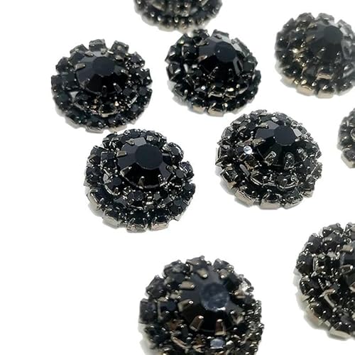 Schwarze Strassknöpfe für Kleidung, elegant, handgefertigt, Metallknopf für Damenmäntel, Nähzubehör, DIY, 6 Stück, Schwarz, 18 mm, 6 Stück Schwarze Strassknöpfe für Kleidung, elegant, handgefertigt, Metallknopf für Damenmäntel, Nähzubehör, DIY, 6 Stück, Schwarz, 18 mm, 6 Stück von YFSHC