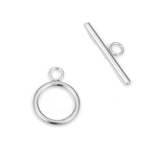 Sets Edelstahl-OT-Verschluss-Knebelverschlüsse für DIY-Schmuckherstellung, Halsketten, Verbinder, Armbänder, Haken, Bastelzubehör, Stahlfarbe, 15 mm Sets Edelstahl-OT-Verschluss-Knebelverschlüsse für DIY-Schmuckherstellung, Halsketten, Verbinder, Armbänder, Haken, Bastelzubehör, Stahlfarbe, 15 mm von YFSHC