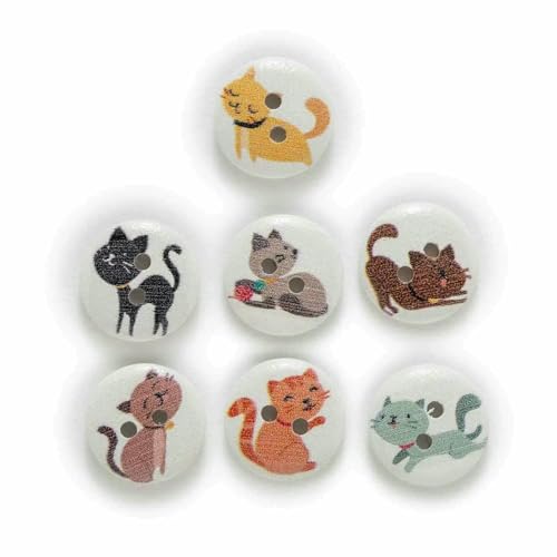 Stil 15 mm 50 Stück gemischtes Katzenthema reich bunte runde Holzknöpfe Nähen Scrapbooking Kleidung Basteln Handarbeit Zubehör-A Weiß Stil 15 mm 50 Stück gemischtes Katzenthema reich bunte runde Holzknöpfe Nähen Scrapbooking Kleidung Basteln Handarbeit Zubehör-A Weiß von YFSHC