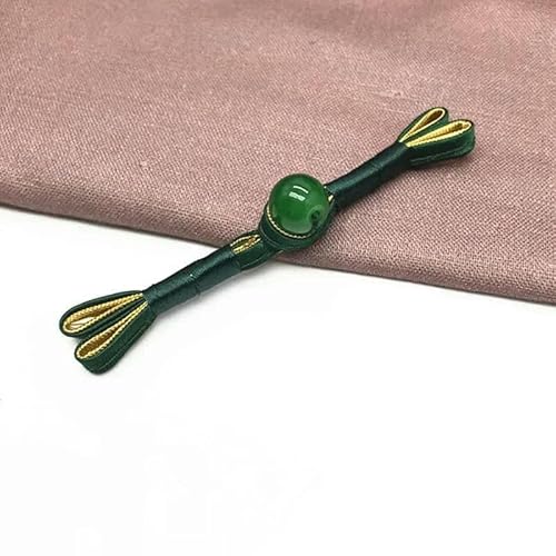 Stoffknöpfe aus Jade-Imitatperlen, chinesische Froschverschlussknöpfe, Knotenverschluss, dekoratives Cheongsam, 5 Paar, 13–8 cm von YFSHC
