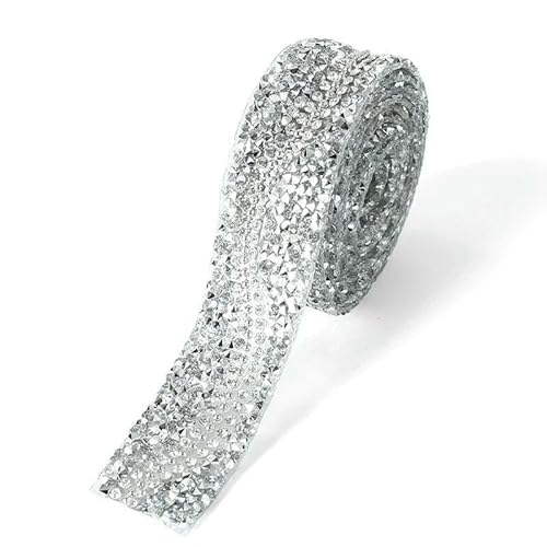 Strassbesatz Perlenkristallband zum Aufbügeln/Aufkleben DIY Dekoratives Kettenband für Strassbesatz Kleidungsdekorationen-2cm-20mm Silber von YFSHC