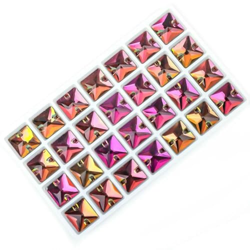 Strasssteine zum Aufnähen, quadratische Kristalle, flache Rückseite, für Kleidung, Muschelperlen für Brautkleider, Dekoration, DIY, Regenbogen, 14,0 mm, 28 Stück Strasssteine zum Aufnähen, quadratische Kristalle, flache Rückseite, für Kleidung, Muschelperlen für Brautkleider, Dekoration, DIY, Regenbogen, 14,0 mm, 28 Stück von YFSHC