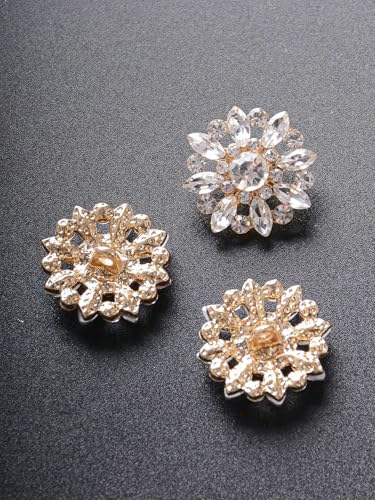 Stück/Beutel mit luxuriösen, ausgehöhlten Strasssteinen in Blumenform, Metallknöpfe, für Kleidung, Taschen, Schuhe, Hüte und Schmuckzubehör – Hellweiß 1–19 mm – 4 von YFSHC
