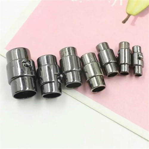 Stück/Los 3 4 5 6 8 10 mm starke Magnetverschlüsse mit Verriegelungsmechanismus passend für Lederkordel-Endkappe, DIY-Armbänder, Verbinderherstellung, Gun Black, 3,0 mm Loch von YFSHC