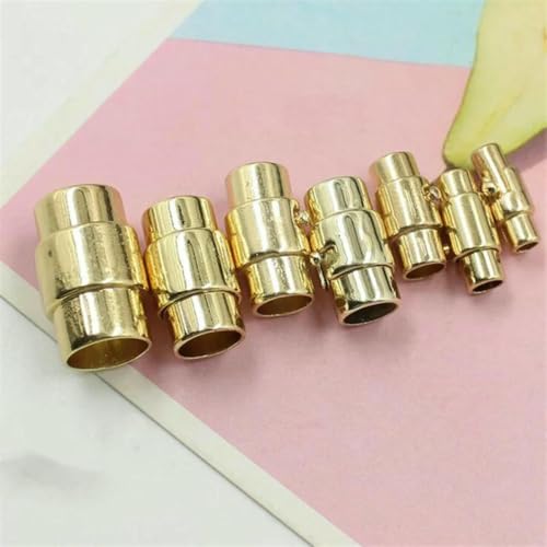 Stück/Los 3 4 5 6 8 10 mm starke Magnetverschlüsse mit Verriegelungsmechanismus passend für Lederkordel-Endkappe, DIY-Armbänder, Verbinderherstellung, KC Gold, 5 mm Loch von YFSHC