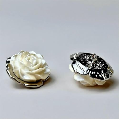 Stück 23,0 mm Luxus-Metallperlen-Nähknopf mit fünf Buchstaben, Blumenmotiv, für Kleidung, Mantel, Rock, Kleidungszubehör, Golden-S-23,0 mm von YFSHC