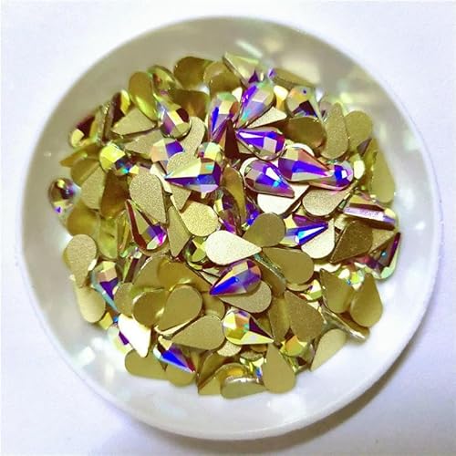 Tropfenförmiger Strassstein, Diamant, flache Unterseite, Glitzerglas, Nagelkunst, Kristall, 3D-Nagelkunst-Dekoration, Tropfenform, 5 x 8 mm, 30 Stück Tropfenförmiger Strassstein, Diamant, flache Unterseite, Glitzerglas, Nagelkunst, Kristall, 3D-Nagelkunst-Dekoration, Tropfenform, 5 x 8 mm, 30 Stück von YFSHC
