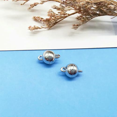 Vergoldete, silberfarbene, zylindrische Magnetverschluss-Verbinder zur Schmuckherstellung, Halsketten- und Armbandverschluss, Verbindungshaken, 5 Stück OO10 von YFSHC