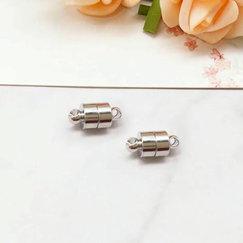 Vergoldete, silberfarbene, zylindrische Magnetverschluss-Verbinder zur Schmuckherstellung, Halsketten- und Armbandverschluss, Verbindungshaken, 5 Stück OO12 von YFSHC