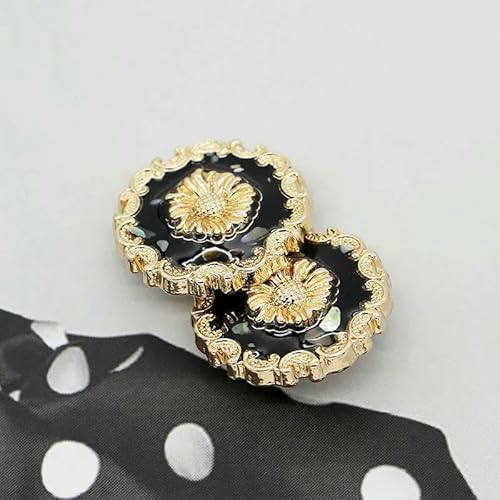 Vintage Blumentyp Öl Metallknopf zum Nähen von 6 Stück Damenanzug Pullover Blumenknopf Muschelkorn Dekorativer Knopf-DD-2-58-18MM von YFSHC