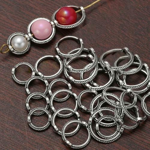 Vintage-Rundrahmen, Verbindungsperlen, Rahmenring, Durchgangsloch, Perlenkreis für DIY-Perlenschmuckherstellung, 8/10/12 mm, Splitter, 12 mm, 10 Stück von YFSHC