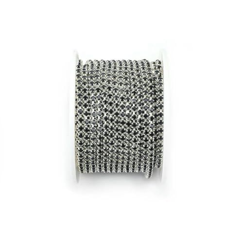Yard 10 Yards/Rolle SS6-SS18 Kristall-Strasskette zum Aufnähen und Aufkleben, Strasssteine, Zierkette für Kleidung, DIY-Kettenzubehör, Silberbasis schwarz, SS16, 4,0 mm, 10 Yards – Rolle von YFSHC