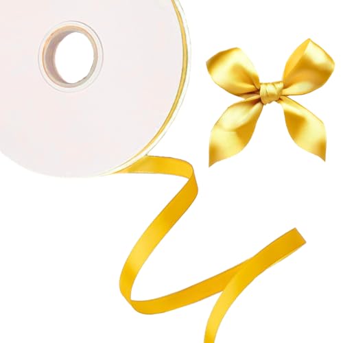 YFTRFR Schleifenband Geschenkband, Satinband Gold and Gelb Doppelseitig Glänzend Dekoband Stoffband für Hochzeit and Weihnachten Basteln und Party Dekoration Ideal für Geschenkverpackung von YFTRFR
