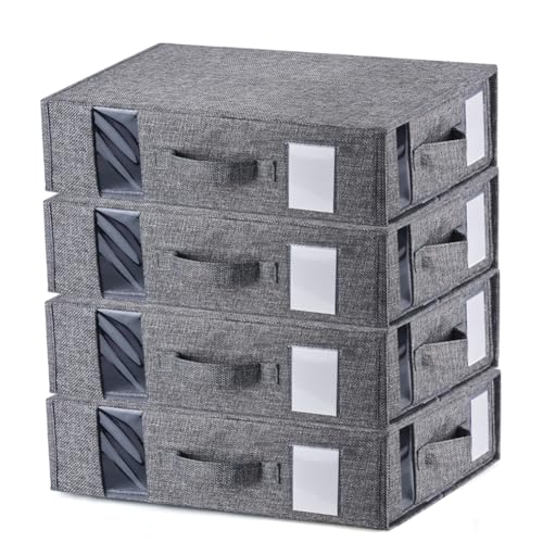 YFZYT 4 Stück Unterbett Aufbewahrungsbox Stoff, Kleideraufbewahrung, Bettwäsche Aufbewahrung, Organizer Kleiderschrank, Aufbewahrungstasche mit Reißverschluss, Geschenkpapier Aufbewahrung von YFZYT