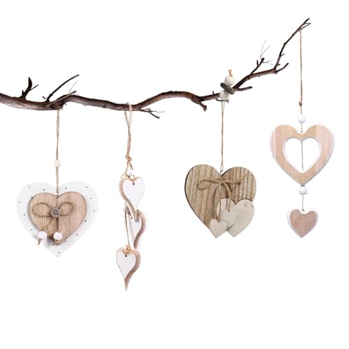 YFaith 4 Stück Herz Deko Holz Anhänger, mit Herz Motiv Fensterdeko Hängend Holz, Wohnaccessoires Dekoherz Fensterdeko für Fenster, Flur, Schlafzimmer, Wohnzimmer YFaith 4 Stück Herz Deko Holz Anhänger, mit Herz Motiv Fensterdeko Hängend Holz, Wohnaccessoires Dekoherz Fensterdeko für Fenster, Flur, Schlafzimmer, Wohnzimmer von YFaith