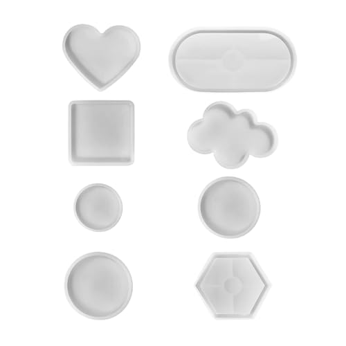 YFaith Epoxidharz Formen Silikon, 8 Stück, Silikonform für Harz, 6 Formen, Tablett, Epoxidharz, Form für Gipsplatte, zur Herstellung von Glasuntersetzern, Tabletts, Dekorationen YFaith Epoxidharz Formen Silikon, 8 Stück, Silikonform für Harz, 6 Formen, Tablett, Epoxidharz, Form für Gipsplatte, zur Herstellung von Glasuntersetzern, Tabletts, Dekorationen von YFaith