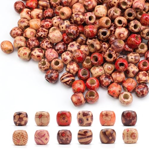 YFaith Perlen Holz, 400 Stück Holzperlen Set, Lochdurchmesser 5 mm, Bastelperlen zum Auffädeln, Schmuck Holzperlen, Makramee Holzperlen, für Armbänder, Halsketten, Haarschmuck YFaith Perlen Holz, 400 Stück Holzperlen Set, Lochdurchmesser 5 mm, Bastelperlen zum Auffädeln, Schmuck Holzperlen, Makramee Holzperlen, für Armbänder, Halsketten, Haarschmuck von YFaith
