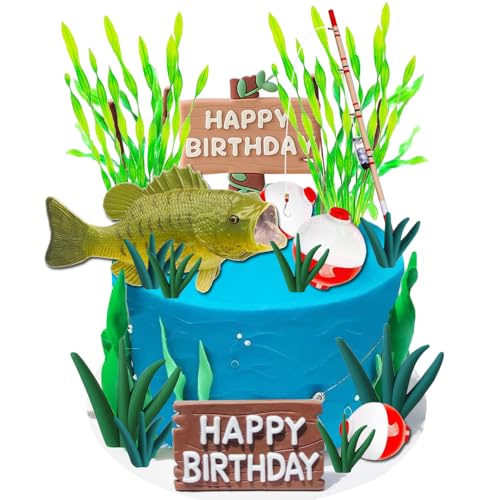 YGCHEN Angeln Tortendeko Fisch Kuchen Deko Geburtstag Angeln Dekoration Fishing Happy Birthday Cake Topper Angler Kuchen Topper Kindergeburtstag Dekoration 17 Stück YGCHEN Angeln Tortendeko Fisch Kuchen Deko Geburtstag Angeln Dekoration Fishing Happy Birthday Cake Topper Angler Kuchen Topper Kindergeburtstag Dekoration 17 Stück von YGCHEN