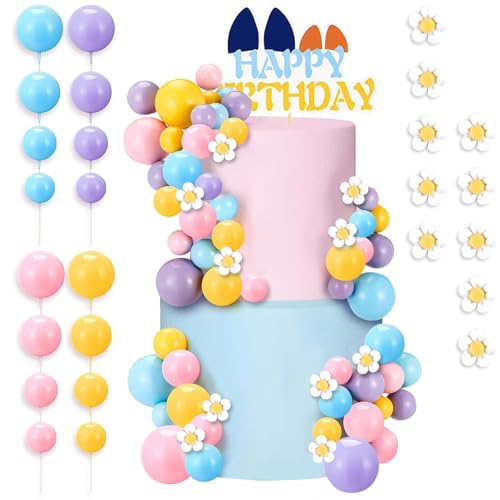 YGCHEN Boho Tortendeko Gänseblümchen Kuchen Dekoration Böhmische Ball Kuchendeko Hundeohren Happy Birthday Cake Topper Daisy Hochzeit Deko Mädchen Geburtstag Kuchen Topper 63 Stück von YGCHEN
