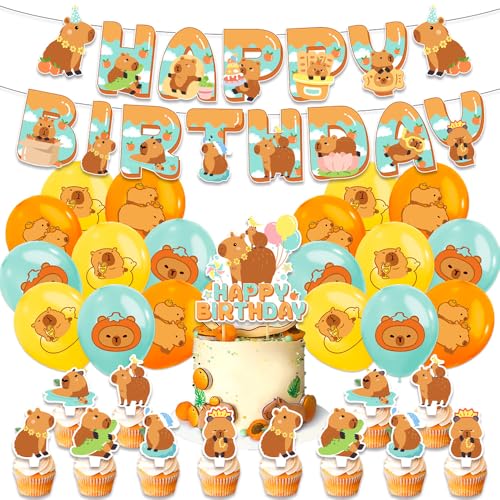 YGCHEN Capybara Party Dekoration Capybara Luftballons Cartoon Tier Tortendeko Happy Birthday Banner Capybara Kindergeburtstag Ballons Deko Geburtstagsparty für Jungen Mädchen 32 Stück YGCHEN Capybara Party Dekoration Capybara Luftballons Cartoon Tier Tortendeko Happy Birthday Banner Capybara Kindergeburtstag Ballons Deko Geburtstagsparty für Jungen Mädchen 32 Stück von YGCHEN