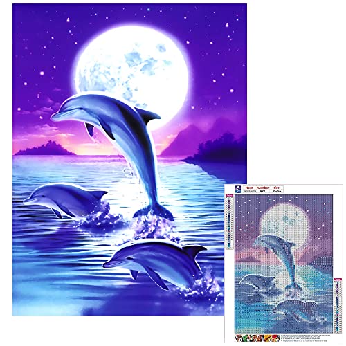 YGCHEN Diamant Malerei Delfin Diamond Painting Bilder Kinder Mosaik Kit 5D Delphin Diamant Painting Bilder für Home Wall Decor Kindergeburtstag Geschenke (30x40cm) von YGCHEN