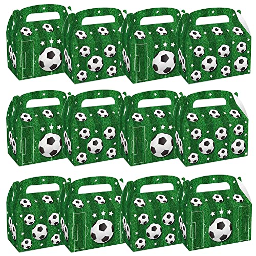 YGCHEN Fußball Geschenktüte Fussball Geschenkboxen Jungen Papiertüten Kinder Süßigkeiten Boxen zum Verpacken von Geschenken Giveaways für Kindergeburtstag (12 Stück) von YGCHEN