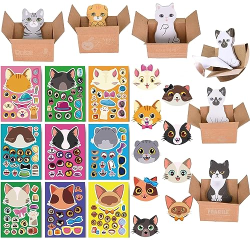 YGCHEN Haftnotizen Katze Aufkleber Tiere Notizzettel Kinder DIY Sticker Lustige Sticky Notes Katzen Make a Face Aufkleber Kleine Geschenke Kinder Party Favors Belohnung von YGCHEN