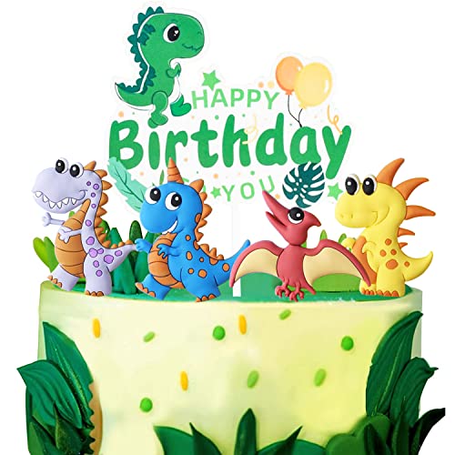 YGCHEN Kuchendekoration Dinosaurier Tortendeko Happy Birthday Cake Topper Dino Kuchen Topper Tiere Cupcake Topper für Kinder Baby Party Geburtstag Party, 5 Stück YGCHEN Kuchendekoration Dinosaurier Tortendeko Happy Birthday Cake Topper Dino Kuchen Topper Tiere Cupcake Topper für Kinder Baby Party Geburtstag Party, 5 Stück von YGCHEN
