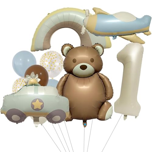 YGCHEN Luftballons Bär Folienballon 1 Jahr Geburtstagsballons Auto Flugzeug Regenbogen Folienballons Baby Shower Latex Balloons Kindergeburtstag Deko 11 Stück YGCHEN Luftballons Bär Folienballon 1 Jahr Geburtstagsballons Auto Flugzeug Regenbogen Folienballons Baby Shower Latex Balloons Kindergeburtstag Deko 11 Stück von YGCHEN