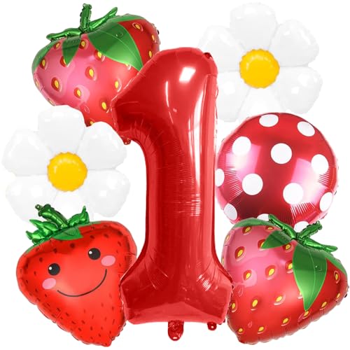 YGCHEN Luftballons Erdbeer 1 Jahr Mädchen Geburtstagsballons Nummer 1 Geburtstag Ballon Gänseblümchen Folienballon Erdbeere 1 Jahr Party Deko Baby Shower 7 Stück YGCHEN Luftballons Erdbeer 1 Jahr Mädchen Geburtstagsballons Nummer 1 Geburtstag Ballon Gänseblümchen Folienballon Erdbeere 1 Jahr Party Deko Baby Shower 7 Stück von YGCHEN