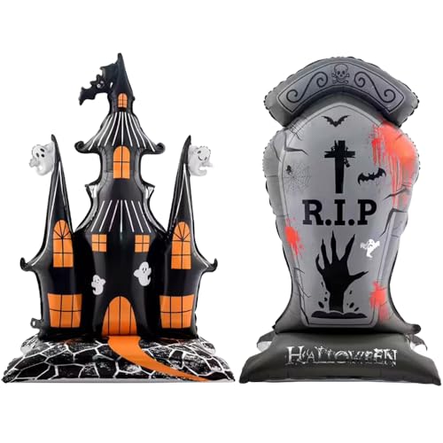 YGCHEN Luftballons Halloween Folienballon Schloss Grabstein Stehender Luftballon Halloween Horror Deko Ballons Halloween Stehender Folienballon für Drinnen Draussen Party YGCHEN Luftballons Halloween Folienballon Schloss Grabstein Stehender Luftballon Halloween Horror Deko Ballons Halloween Stehender Folienballon für Drinnen Draussen Party von YGCHEN