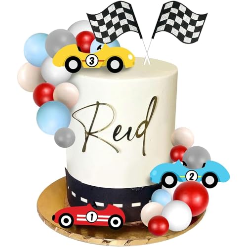 YGCHEN Rennwagen Tortendeko Geburtstag Kugel Kuchen Dekoration Auto Themed Geburtstag Deko Racing Car Kuchen Deko Flagge Cake Topper Kindergeburtstag Jungen 25 Stück YGCHEN Rennwagen Tortendeko Geburtstag Kugel Kuchen Dekoration Auto Themed Geburtstag Deko Racing Car Kuchen Deko Flagge Cake Topper Kindergeburtstag Jungen 25 Stück von YGCHEN