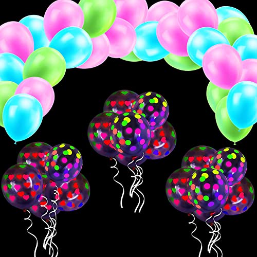 YGCHEN Schwarzlicht Party Ballon Geburtstag Fluoreszierend Ballon Neon Luftballons Helium Latex Ballons Rosa Gelb Grün Balloons für Schwarzlicht Party, Geburtstag, Hochzeit Zubehör (50 Stücke) von YGCHEN