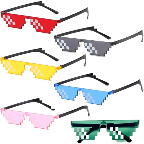 YGCHEN Sonnenbrille Mosaik Brillen Lustige Partybrille Pixel Party Sonnenbrillen Pixel Mosaik Gläser Spaßbrille für Erwachsene Kinder Party Zubehör 6 Paar von YGCHEN