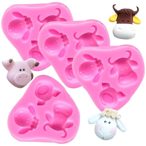 YGCHEN Tier Silikonform Kuh Schwein Schaf Form Silikonformen Bauernhoftiere Kopf Silikon Formen DIY Tiere Gießform für Fondant Schokoladen Kuchen Kerzen 4 Stück YGCHEN Tier Silikonform Kuh Schwein Schaf Form Silikonformen Bauernhoftiere Kopf Silikon Formen DIY Tiere Gießform für Fondant Schokoladen Kuchen Kerzen 4 Stück von YGCHEN