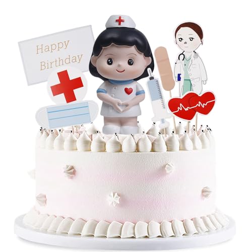 YGCHEN Tortendeko Krankenschwester Kuchen Deko Mini Nurse Figuren Medical Theme Geburtstag Kuchen Dekoration Nursing Kuchendeckel 8 Stück von YGCHEN