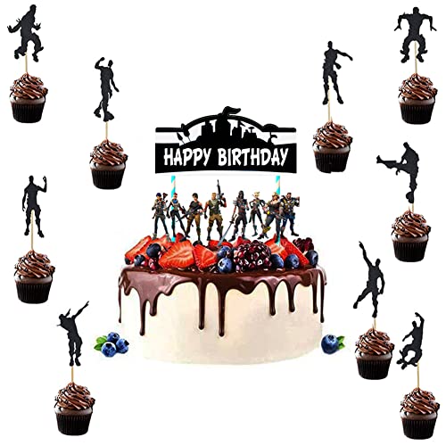 YGCHEN Happy Birthday Cake Topper Video Game Cupcake Topper Videospiel Tortendeko Street Dance Junge Form Kuchendekoration Gaming für Jungen Party, Spiel Party von YGCHEN