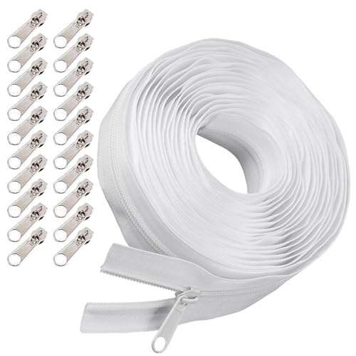YGCQFH Endlosreißverschluss mit Zipper 10m/3.94 Zoll,Endlos Reissverschluss mit Zipper,#5 Nylon reißverschluss endlos, mit 20 Reißverschlusszügen,für Taschen,Kleidung,Bettwäsche Kissen usw(Weiß) YGCQFH Endlosreißverschluss mit Zipper 10m/3.94 Zoll,Endlos Reissverschluss mit Zipper,#5 Nylon reißverschluss endlos, mit 20 Reißverschlusszügen,für Taschen,Kleidung,Bettwäsche Kissen usw(Weiß) von YGCQFH