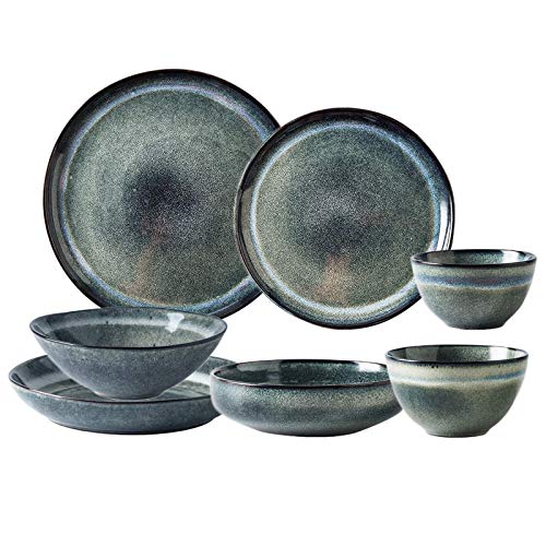YGDLUCK ERoomQ Porzellan-Geschirr-Sets, Retro-Brennofen, wechselnde Glasur, 30-teilig, Keramik-Geschirr-Kombinationsset, Müslischalen und Steakteller-Sets für Restaurants YGDLUCK ERoomQ Porzellan-Geschirr-Sets, Retro-Brennofen, wechselnde Glasur, 30-teilig, Keramik-Geschirr-Kombinationsset, Müslischalen und Steakteller-Sets für Restaurants von YGDLUCK