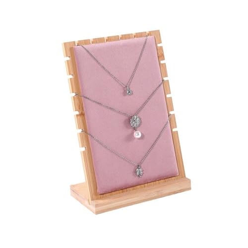 YGDLUCK Schmuckständer aus Holz, abnehmbar, Halskettenständer, Anhänger-Organizer, Schmuck-Displaytafel, Schmuck-Hängeregal, Displayständer, Stände, Schmuckhalter-Organizer (Pink) von YGDLUCK