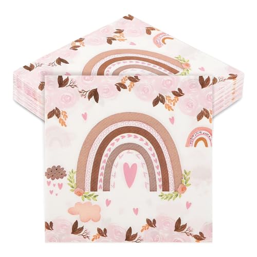 Boho Regenbogen Servietten, 40 Stück 33x33cm Servietten Taufe Deko Rosa Party Servietten, Boho Papierservietten Taufe Tischdeko Party Servietten Kommunion für Taufdeko Mädchen Boho Regenbogen Servietten, 40 Stück 33x33cm Servietten Taufe Deko Rosa Party Servietten, Boho Papierservietten Taufe Tischdeko Party Servietten Kommunion für Taufdeko Mädchen von YGKYMVW