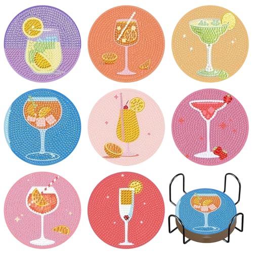 Diamond Painting untersetzer with Holder, 8 Stück Cocktail Diamant Tassenuntersetzer Diamond Painting zum Basteln für Anfänger, Diamant Painting Untersetzer für Tassen Weingläser Vasen Diamond Painting untersetzer with Holder, 8 Stück Cocktail Diamant Tassenuntersetzer Diamond Painting zum Basteln für Anfänger, Diamant Painting Untersetzer für Tassen Weingläser Vasen von YGKYMVW