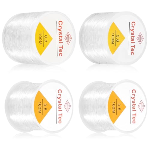 Gummiband für Armbänder, 4 Rollen 100m 0.5/0.6/0.8mm Elastisches Band für Armbänder Nylonfaden Transparent Elastische Schmuckfaden Gummifaden, Reißfest Durchsichtiger Faden für Perlenschmuck DIY Baste Gummiband für Armbänder, 4 Rollen 100m 0.5/0.6/0.8mm Elastisches Band für Armbänder Nylonfaden Transparent Elastische Schmuckfaden Gummifaden, Reißfest Durchsichtiger Faden für Perlenschmuck DIY Baste von YGKYMVW