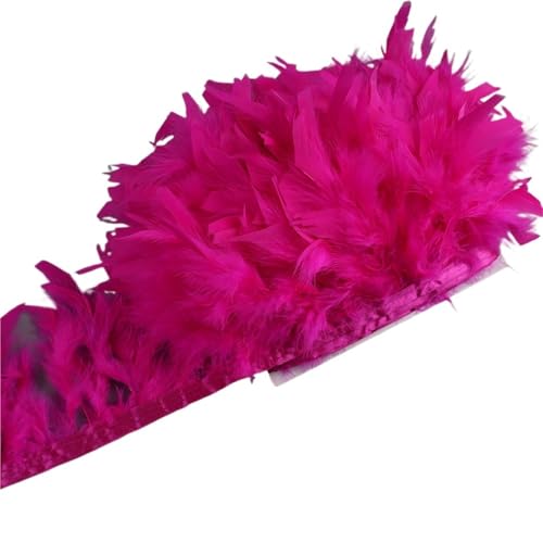 10-15 cm Federn Trim DIY Hochzeit Türkei Feder Band Handwerk Nähen Kleidung Party Plume Handgemachte Wohnkultur für Kostüm(Pink9,5 meters) von YGLEEULI