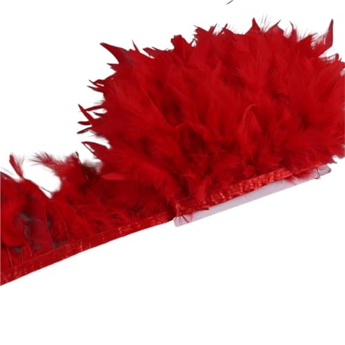 10-15 cm Federn Trim DIY Hochzeit Türkei Feder Band Handwerk Nähen Kleidung Party Plume Handgemachte Wohnkultur für Kostüm(Red,5 meters) von YGLEEULI