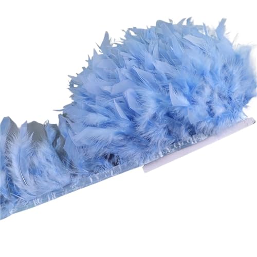 10-15 cm Federn Trim DIY Hochzeit Türkei Feder Band Handwerk Nähen Kleidung Party Plume Handgemachte Wohnkultur für Kostüm(Sky blue,5 meters) von YGLEEULI